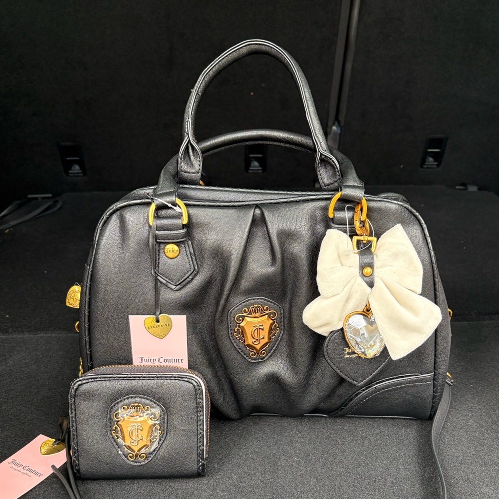 New viral Juicy Couture Romance Satchel Crossbody Bag and  Wallet Set